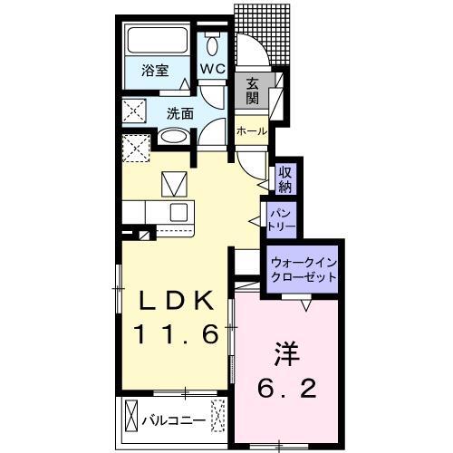 カーサ・デル・ソーレ(1LDK/1階)の間取り写真