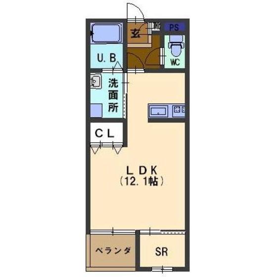 ロワイヤルA(ワンルーム/2階)の間取り写真