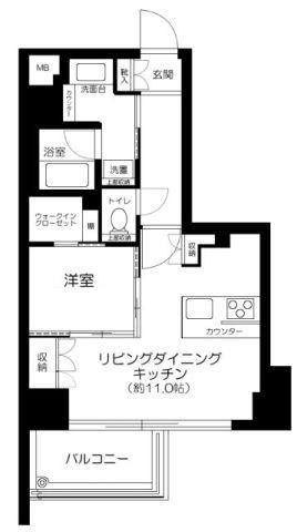 クレイス月島キャナルフロント(1LDK/5階)の間取り写真