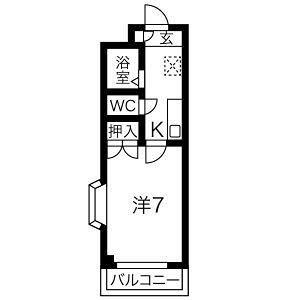 プリミア篠目(1K/2階)の間取り写真