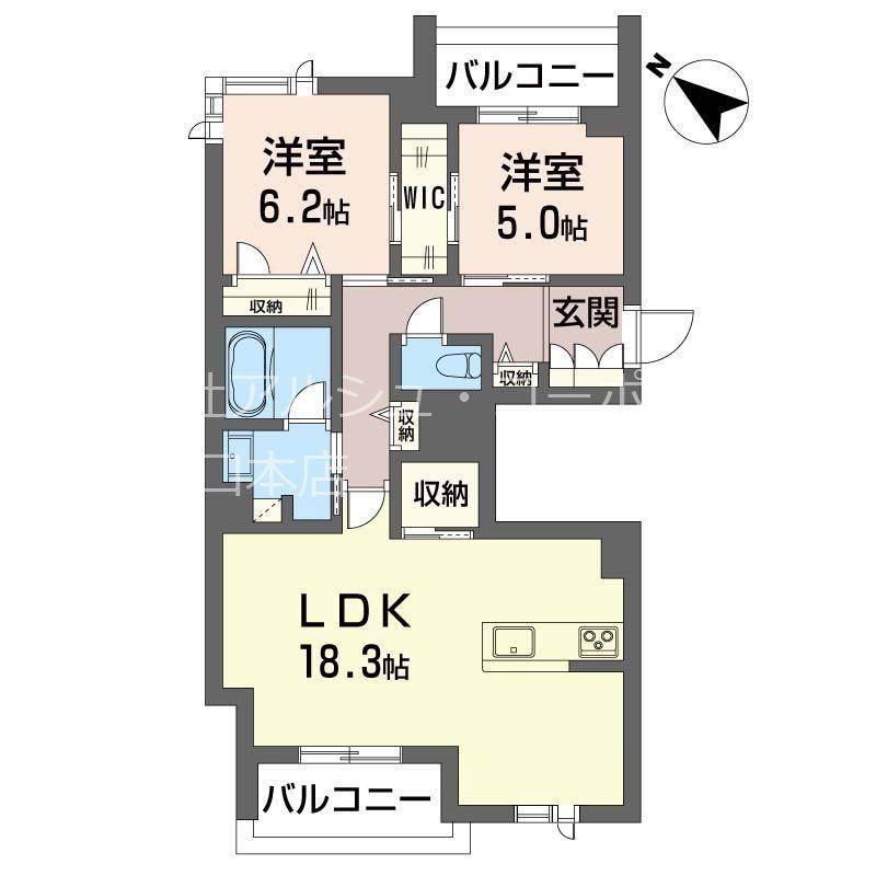 サクラ ステージ(2LDK/2階)の間取り写真