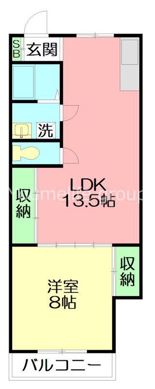 中津川荘(1LDK/2階)の間取り写真