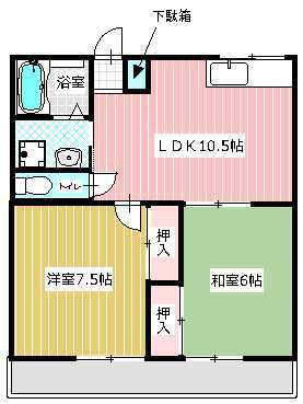 メゾンフルーリエ(2LDK/2階)の間取り写真