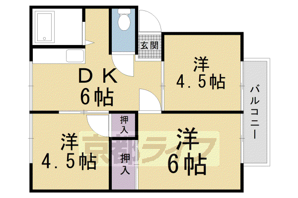 サントピア上賀茂(3DK/2階)の間取り写真
