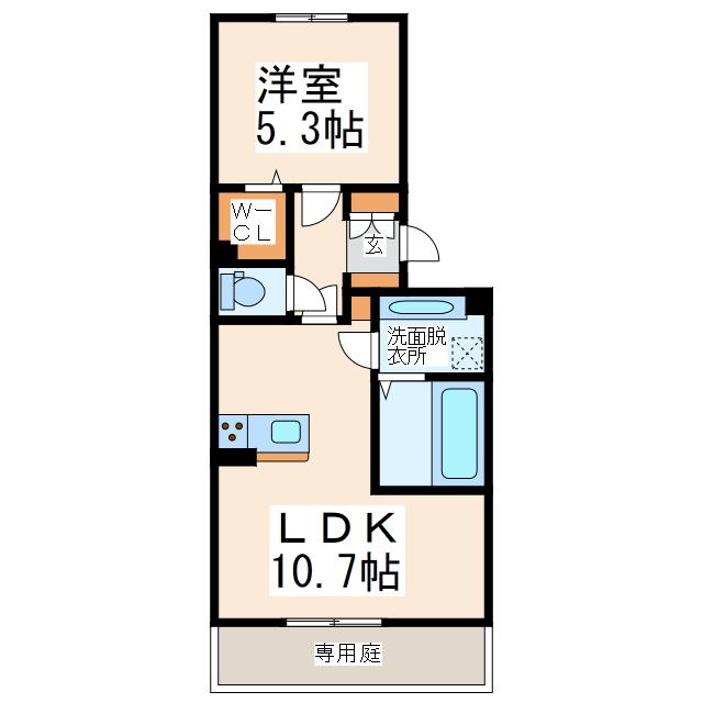 ルピナス(1LDK/1階)の間取り写真