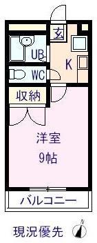 ドゥズイエーム(1K/1階)の間取り写真