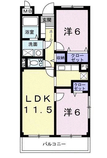 ディアコート・M(2LDK/2階)の間取り写真