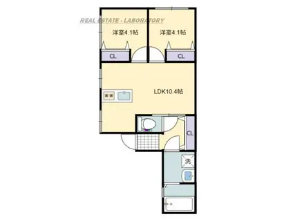GROWTH GENDO C棟(2LDK/1階)の間取り写真