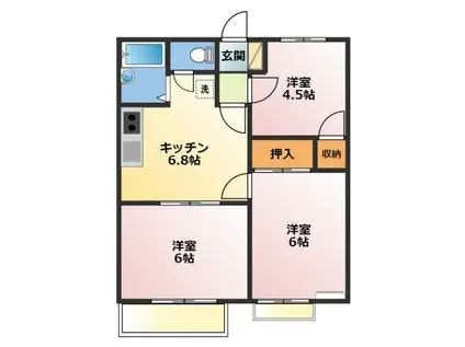 メゾン常盤(3DK/2階)の間取り写真