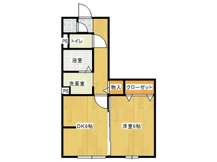 チアフルビューティ白山 B棟(1LDK/1階)の間取り写真