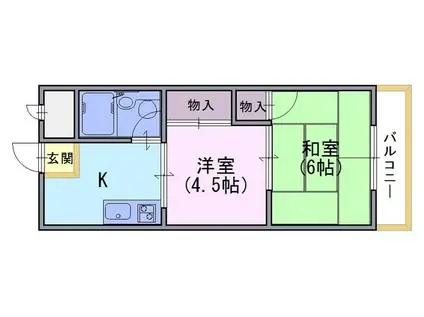 エクセレント西山(2K/3階)の間取り写真