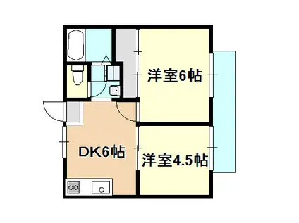 高田コーポB棟(2DK/1階)の間取り写真