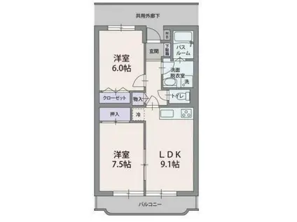 セレーノU(2LDK/2階)の間取り写真
