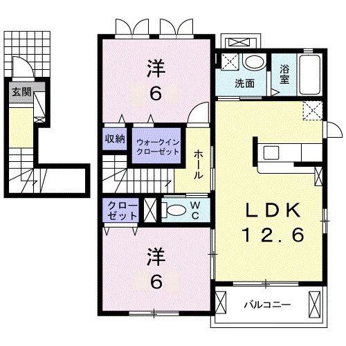 フレスクーラA(2LDK/2階)の間取り写真