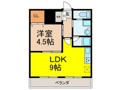 シャンテ中山(1LDK/1階)の間取り写真