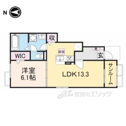 クレール丹波1(1LDK/1階)の間取り写真