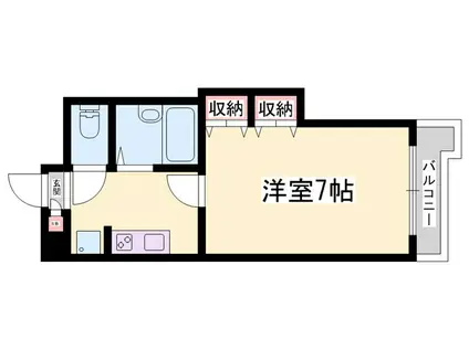 ジュネス保城(1K/5階)の間取り写真