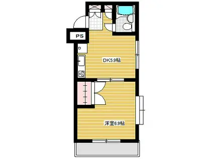 レクセル甲府(1DK/1階)の間取り写真