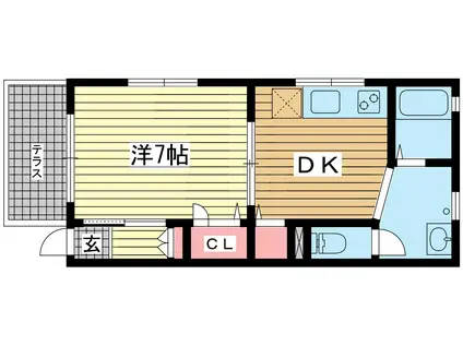 アパートメント フクイ(1DK/1階)の間取り写真