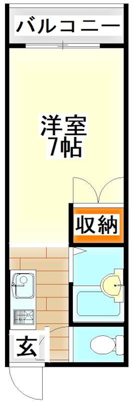 シード90(ワンルーム/2階)の間取り写真