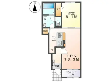 ソル・レヴァンテ II(1LDK/1階)の間取り写真
