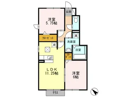 セプテンベール(2LDK/1階)の間取り写真
