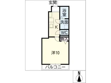 ピースフルハイムII(1K/1階)の間取り写真