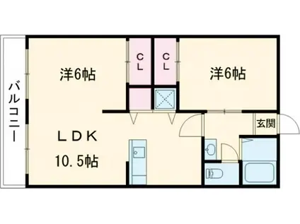 ラークハイツ(1LDK/2階)の間取り写真