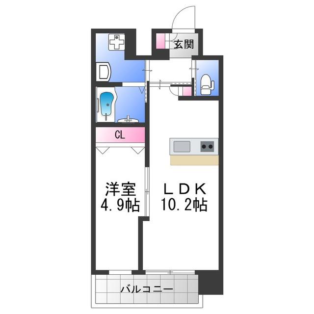 シャルールメゾン桃谷(1LDK/9階)の間取り写真
