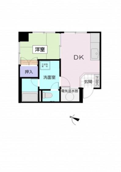 ダイヤコーポ東雲(1DK/2階)の間取り写真