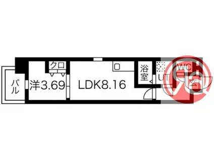 アート天王寺(1LDK/6階)の間取り写真