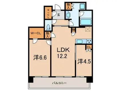 ジオタワー宝塚グランレジス(2LDK/20階)の間取り写真