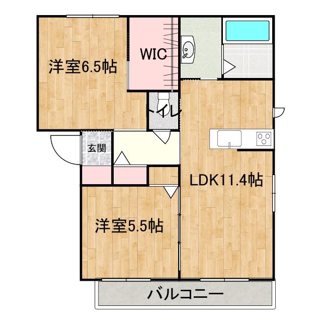 ヴィラージュ(2LDK/2階)の間取り写真