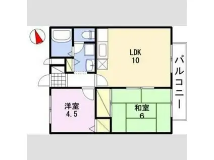 アーバンライフ吉田(2LDK/2階)の間取り写真