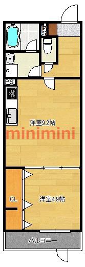 ツーブリッジ(1LDK/2階)の間取り写真