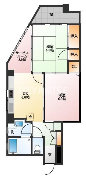 光風堂ビル(2SDK/4階)の間取り写真