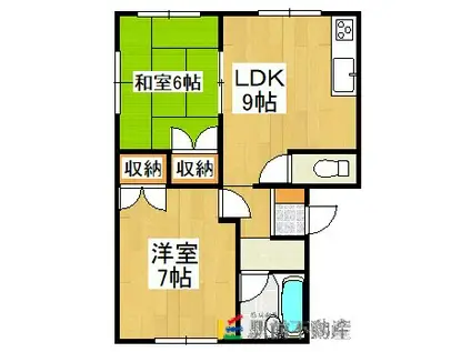 コーポ晃栄(2LDK/2階)の間取り写真