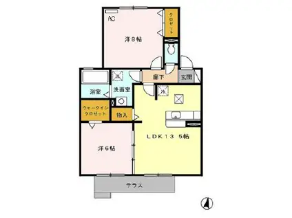 レクサス(2LDK/1階)の間取り写真