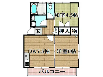 ゾナフーテ深沢(2DK/2階)の間取り写真