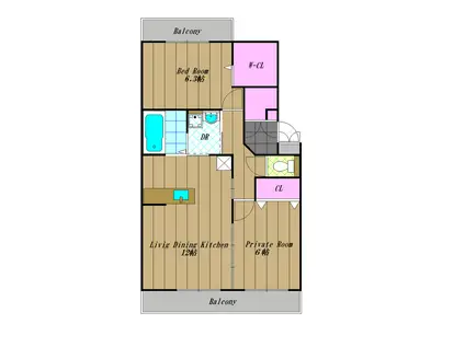 ファミーユ・M(2LDK/2階)の間取り写真