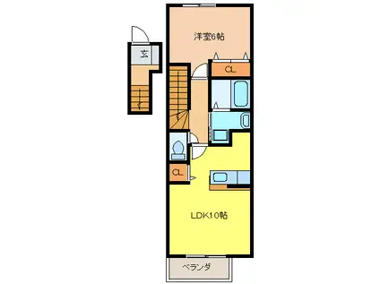 ブルック メゾン(1LDK/2階)の間取り写真
