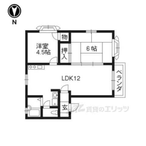 嵐山リバーサイドⅡ(2LDK/2階)の間取り写真