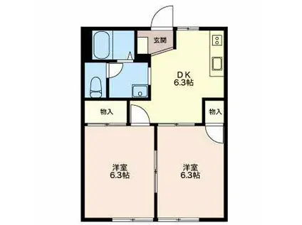 メゾン園 A棟(2DK/1階)の間取り写真