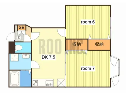 ラフィネロジュマンB(2DK/1階)の間取り写真