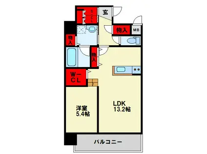 RISO/CORE黒崎(1LDK/4階)の間取り写真