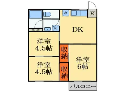 メゾン末広A棟(3DK/2階)の間取り写真