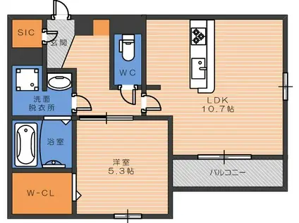 グランピース駒川(1LDK/2階)の間取り写真