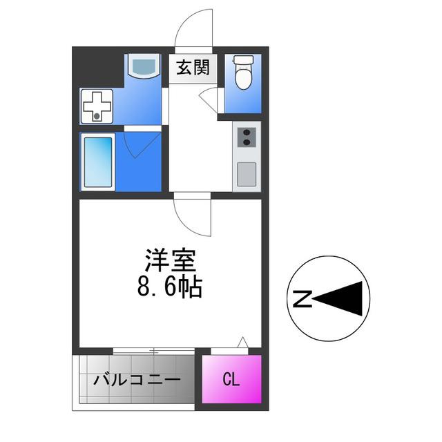 ソリティア桃谷(1K/3階)の間取り写真