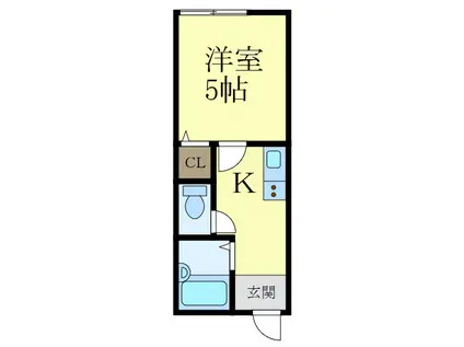 TJ鳴神2(1K/1階)の間取り写真