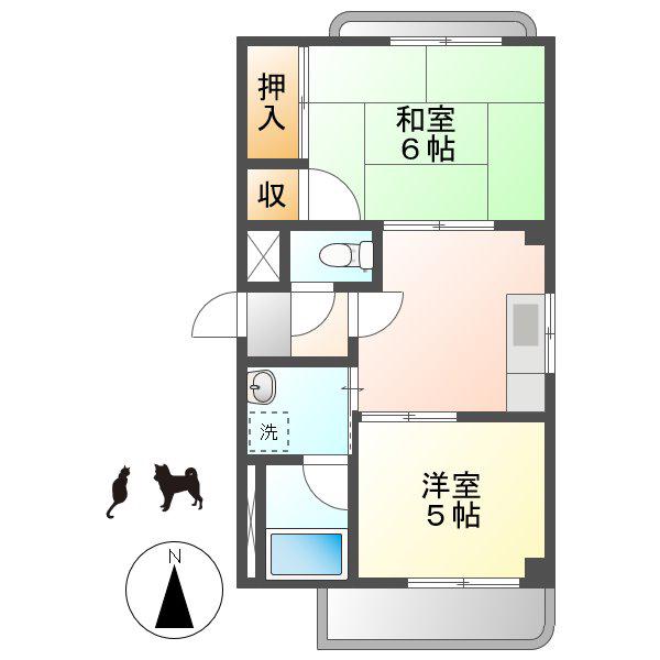 トレンツマンション(2DK/2階)の間取り写真